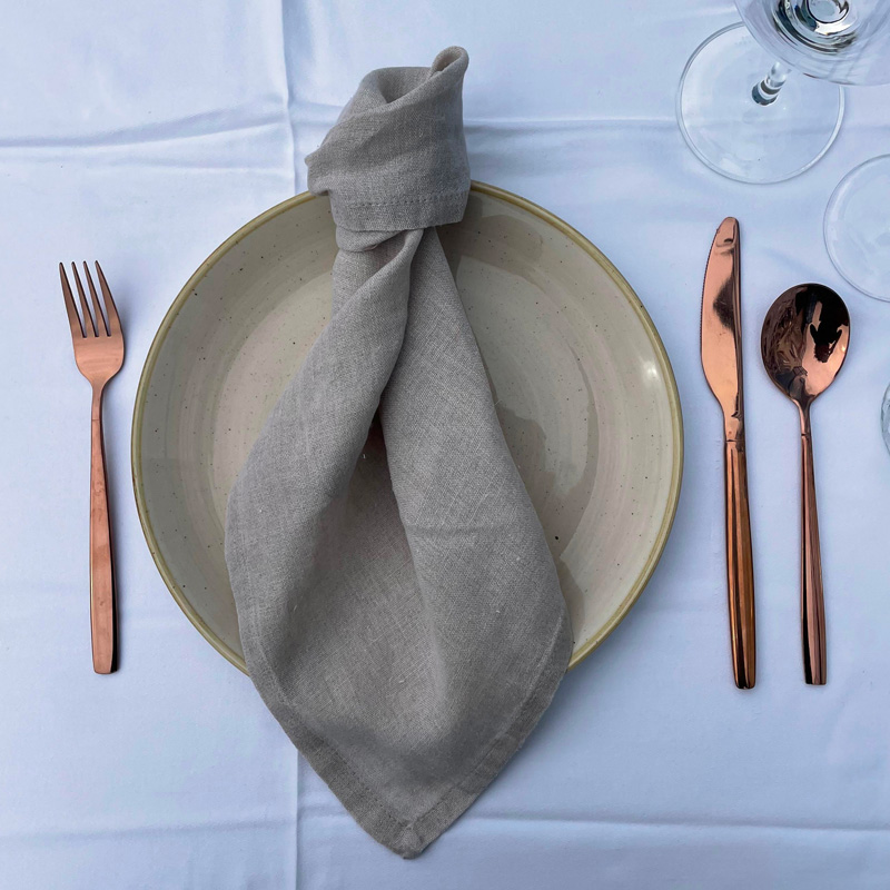 Serviette - 45x45 cm - Leine - beige